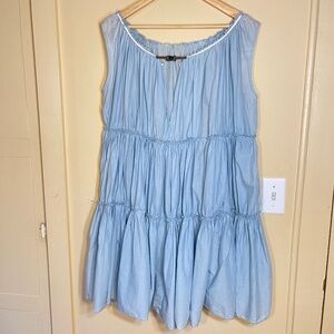 Hache Cotton Flowy Sleeveless Blue Dress